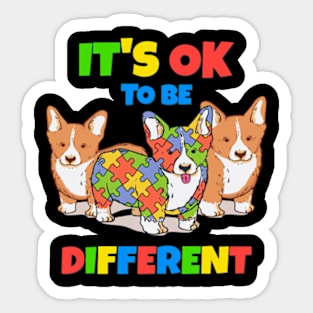 Corgi It's OK To Be Different Autism Awareness Sticker